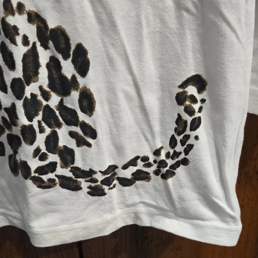 Chico's White Long Sleeve Womens Tee with Leopard Design - Picture 5 of 9